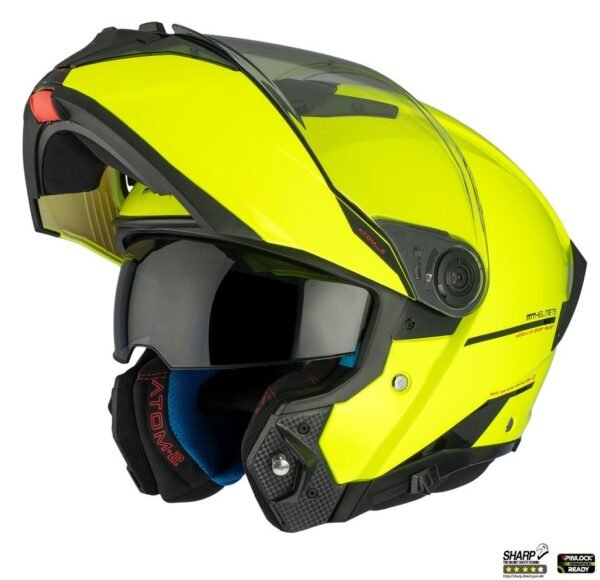 Casca modulabila MT Atom 2 SV A3 galben fluor lucios (ochelari soare integrati) Pinlock Ready – tip viziera: MT-V-35 - imagine 2