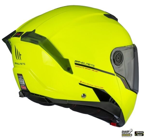 Casca modulabila MT Atom 2 SV A3 galben fluor lucios (ochelari soare integrati) Pinlock Ready – tip viziera: MT-V-35 - imagine 10