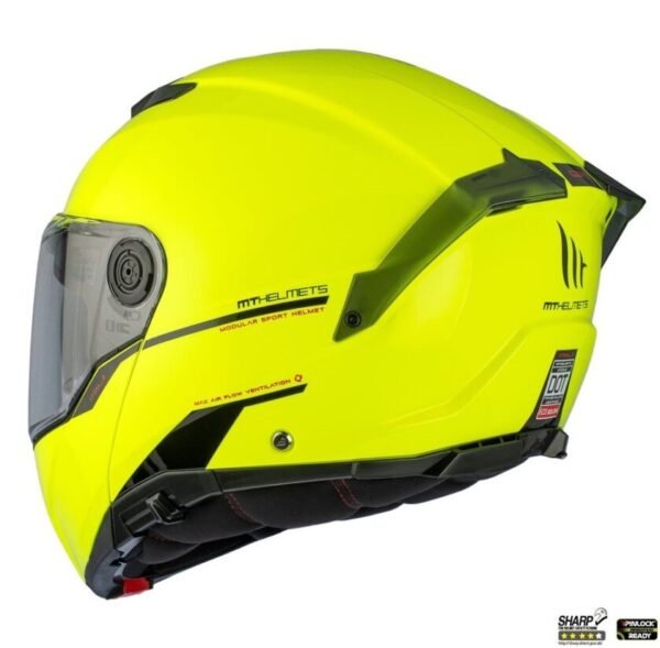 Casca modulabila MT Atom 2 SV A3 galben fluor lucios (ochelari soare integrati) Pinlock Ready – tip viziera: MT-V-35 - imagine 8