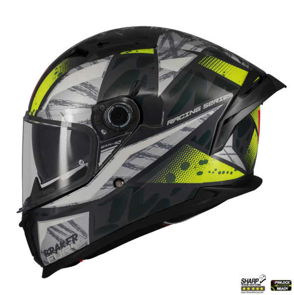Casca integrala MT Braker SV Fury C6 gri/galben lucios (ochelari soare integrati)